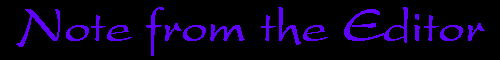 Note from the Editor